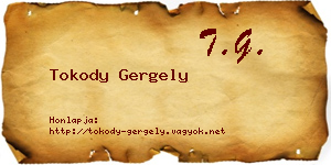 Tokody Gergely névjegykártya